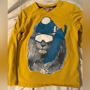 boboli Yellow Lion Ski Graphic Long Sleeve Tee